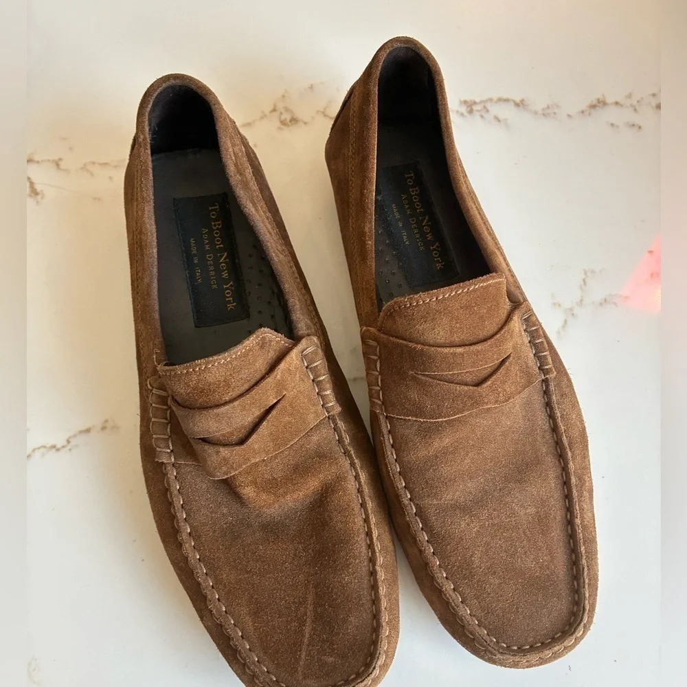 To Boot New York Mitchum Mid-Brown Suede Driving Shoe size 9.5
